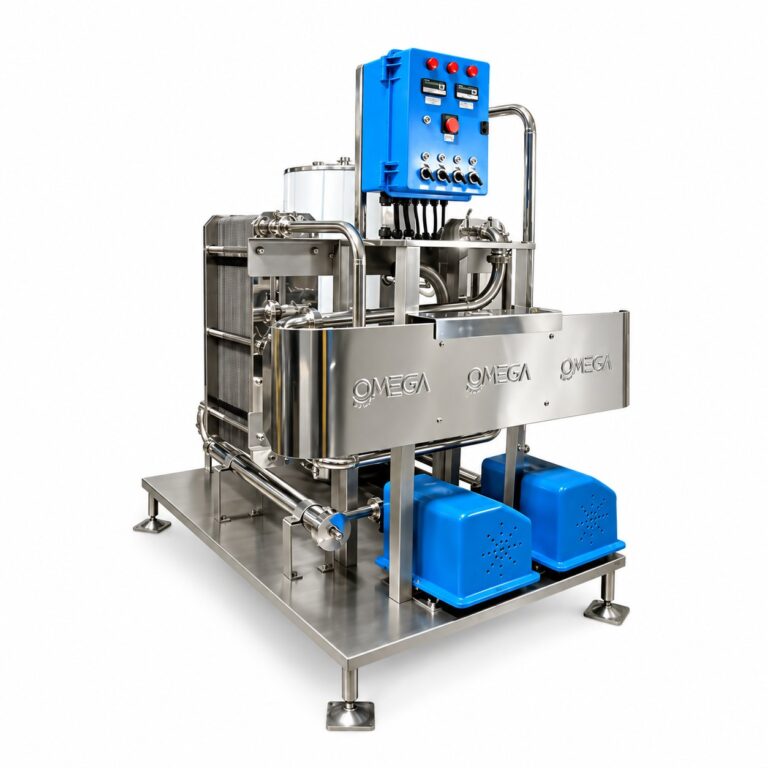 Pasteurizador de leche para terneros Omega Solari sobre fondo blanco